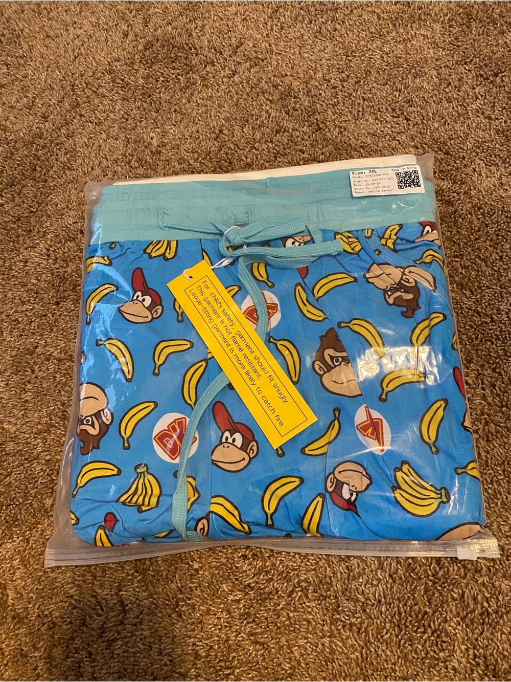 Donkey Kong bamboo adult jogger pants 2XL